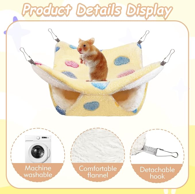 2 Pcs of Rat Hammocks Small Animal Hammock Rat Bed Guinea Pig Hammock Rats Cage Accessories for Small Animals Chinchilla Parrot Sugar Glider Ferret Squirrel