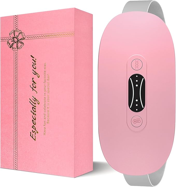 LISACOOL Portable Ccordless Heating Pad for Period Cramps Electric Waist Belt Device Portable Heatings Pad with 3 Heat Levels and 3 Massage Modes Birthday Gifts for Women and Girls (Pink)