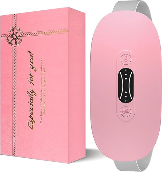 LISACOOL Portable Ccordless Heating Pad for Period Cramps Electric Waist Belt Device Portable Heatings Pad with 3 Heat Levels and 3 Massage Modes Birthday Gifts for Women and Girls (Pink)