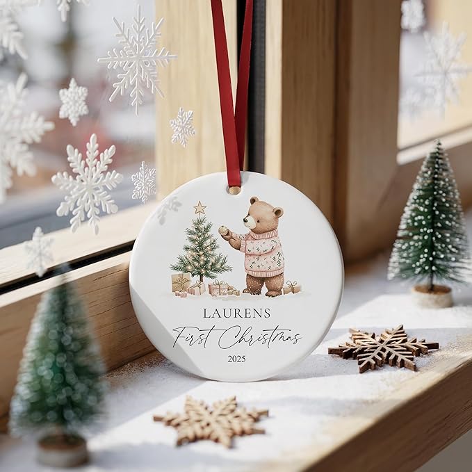 Personalized Christmas Ornaments Personalized Baby First Christmas Ornament 2025 with Photo & Name Custom Ornaments for Christmas Tree Keepsake for Newborn Boy or Girl Gifts