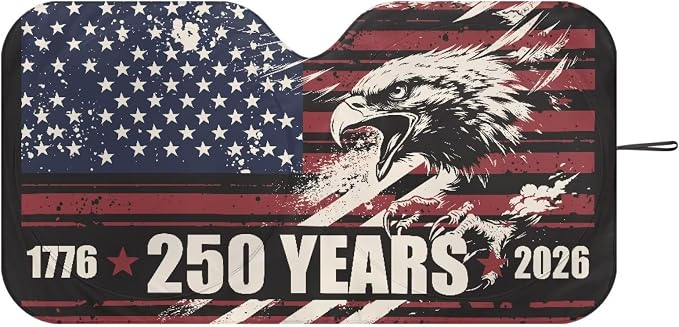 America 250th Anniversary Eagle Windshield Sun Shade Foldable Universal Car Front Window Sunshade Heat Reflector UV Ray Sun Visor Sunshades Auto Outdoor Protective Accessories