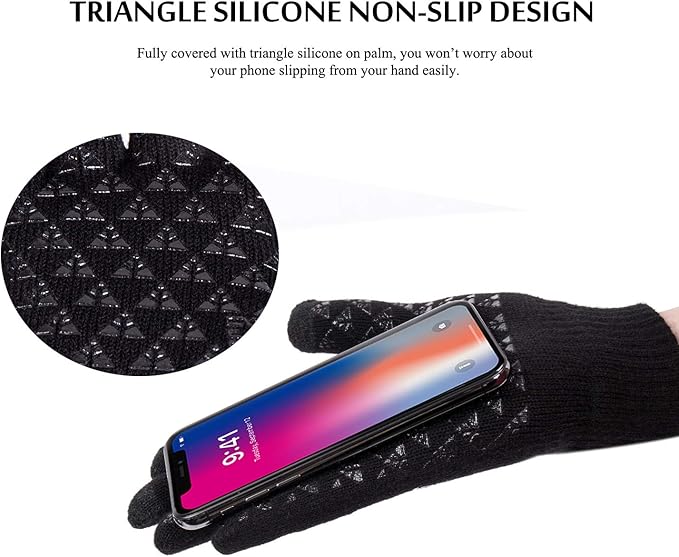 TRENDOUX Winter Gloves for Men Women - Upgraded Touch Screen Cold Weather Thermal Warm Knit Glove for Running Driving Hiking