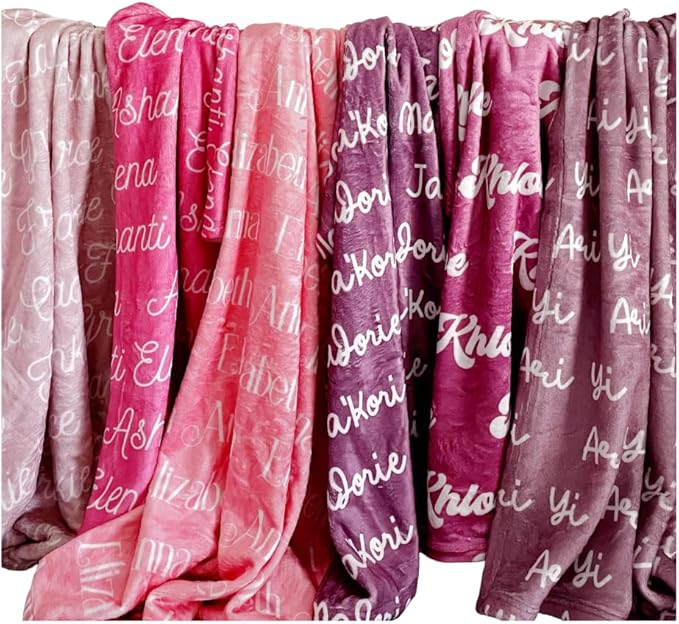 Custom Name Blanket, Personalized Lightweight Plush Blanket (Twin 60x80 inches) – Soft Fleece Throw, Customizable for Kids, Adults, Baby– Gift for Birthday, Baby Shower, Weddings, Home Décor