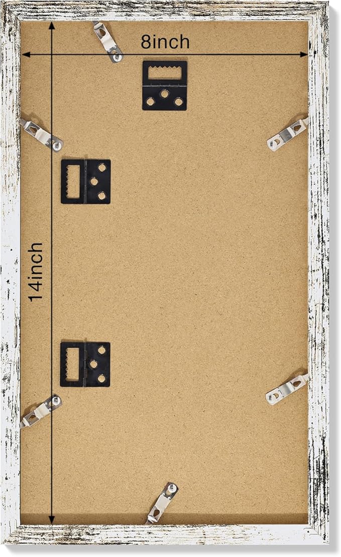 Vittanly 8x14 Picture Frames Collage Wall Decor, Displays 3Pcs 4x6 Pictures with Mat or 1Pcs 8x14 without Mat, Collage Picture Frame for Horizontal or Vertical Display, Distressed White, 1 Pack