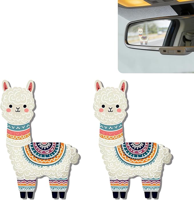 2Pcs Alpaca Rear View Mirror Sticker Waterproof Vinyl Car Window Decal | Alpacas Car Accessories, Cute "Moo-tivational" Auto Decals Decor, Alpaca Gifts for Women Men Animal Lovers