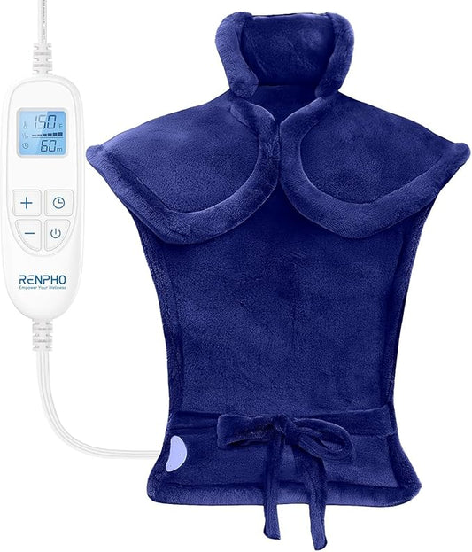 RENPHO Electric Heating Pad for Back, Mothers Day Gifts & Birthday Gifts for Mom Dad Women Men, FSA Eligible & HSA Store, Neck and Shoulder Heat Pad, Fast Heating, 24"x33", ETL Certified, Dark Blue