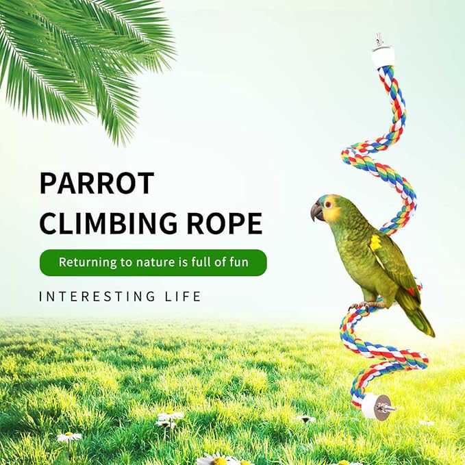 Bird Perch,Bird Rope Perch & Rope Perch 24‘’/41'' | bird perches for cage,Rope Perch for Conures,Parrots,Cockatiel,Lovebird,Budgerigar,Parakeet rope perches for cage