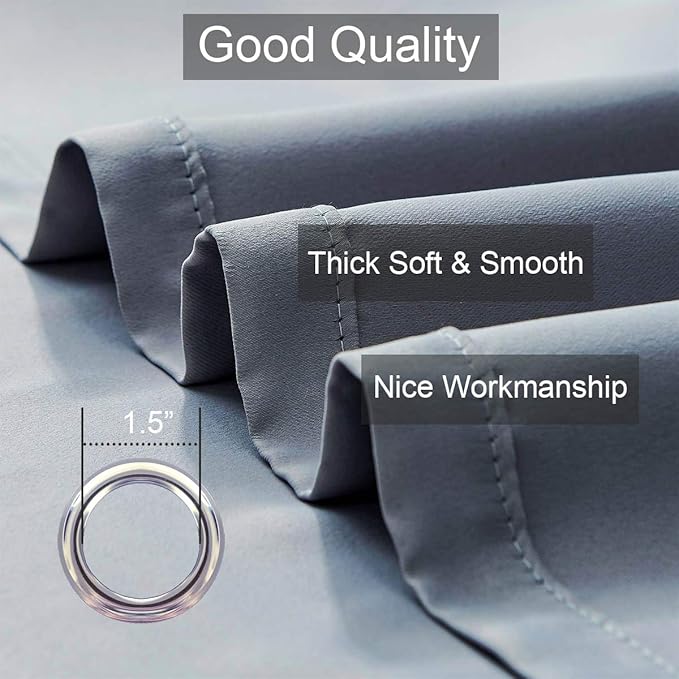 LA PALMA Thermal Insulated Blackout Darkening Grommet Living Room Curtains Window Drapes for Bedroom Pack of 2 Panels