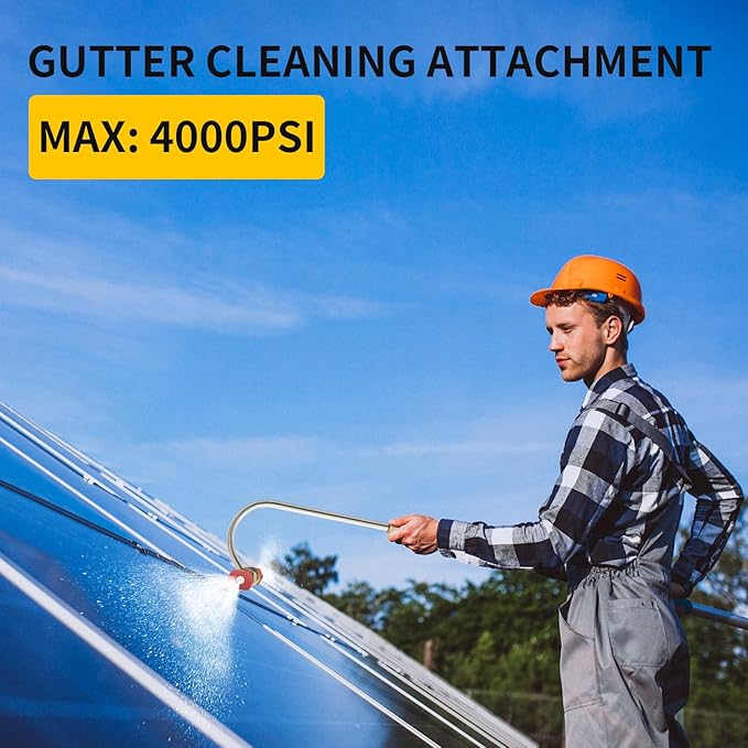 Pressure Washer Gutter Cleaner Attachment with Pressure Washer Nozzle Tips, 1/4'' Quick Connect Extension Wand for Cleaning Brick Drain Driveway Roof, Max 4000PSI (Nozzles Kit)