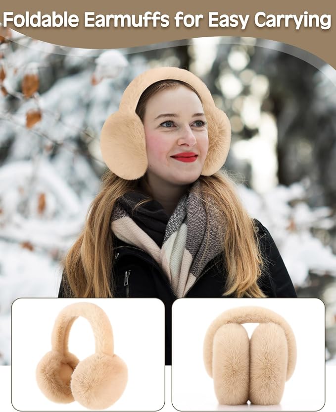 Geyoga 6 Pcs Winter Warm Fleece Knit Hat Long Scarf Touchscreen Gloves Ear Muffs Socks Sets, Winter Warm Gifts for Women