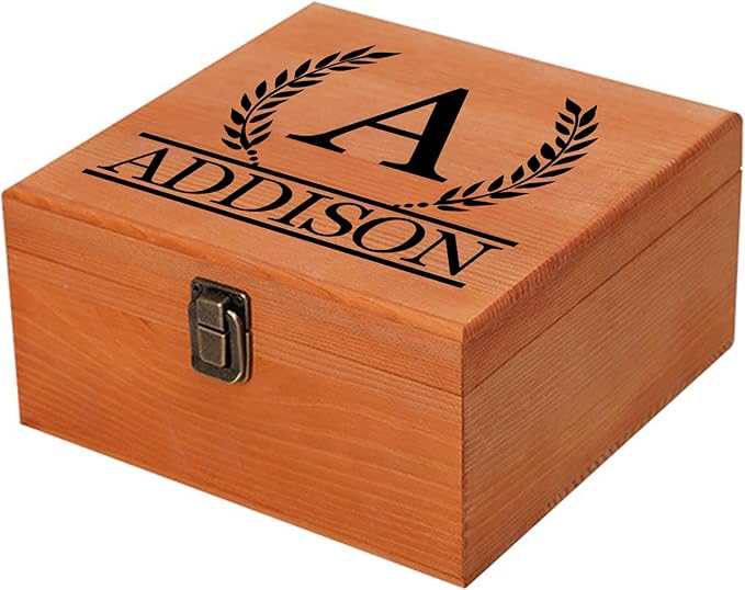 Personalized Keepsake Memory Box - Custom Name Wooden Decorative Storage With Lid for Women Men - Customized for Birthday, Anniversary, Wedding, Graduation