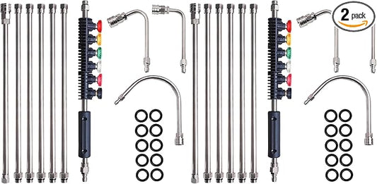 Xiny Tool Pressure Washer Extension Wand, 20 Pack Power Washer Lance with 5 Atomization Nozzle Tips,1 Gutter Cleaner Attachment Curved Rod, 1/4" Quick Connect, 4000 PSI