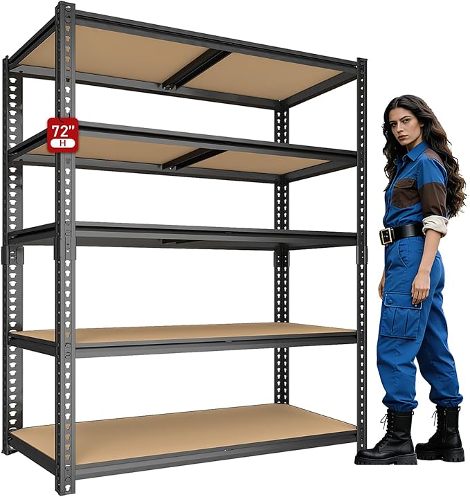 72" H Storage Shelves,Storage Shelves Heavy Duty,2400LBS Metal Shelving Units,Adjustable Garage Shelving Heavy Duty for Garage Storage,Warehouse,16"x35.5"x72