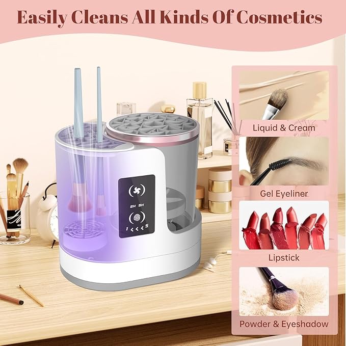 3 IN 1 Electric Makeup Brush Cleaner Machine With Makeup Brush Dryer-Holder-Portable Automatic USB Cosmetic Brushes Cleaner Tool for All Size Beauty Makeup Brush Set,Eyeshadow, Blush Brush (white)