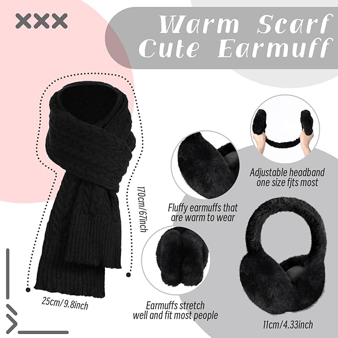 Geyoga 6 Pcs Winter Warm Set for Women Warm Beanies Hats Touchscreen Gloves Long Scarf Ear Muffs Socks Winter Gifts for Women