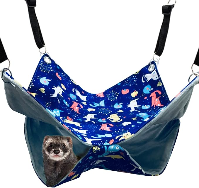 Ferret Rat Critter Nation Cage Accessories,Ferret Rat Hammock Set Hanging Bed Tent Tunnel for Any Small Animal Bedding