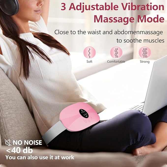 Heating Pad for Period Cramps Portable Cordless 3S Fast Period Heating Pad Cramp Relief with 3 Heat Levels and 3 Massage Modes Menstrual Electric Waist Wrap Belt for Pain Relief Gifts for Her