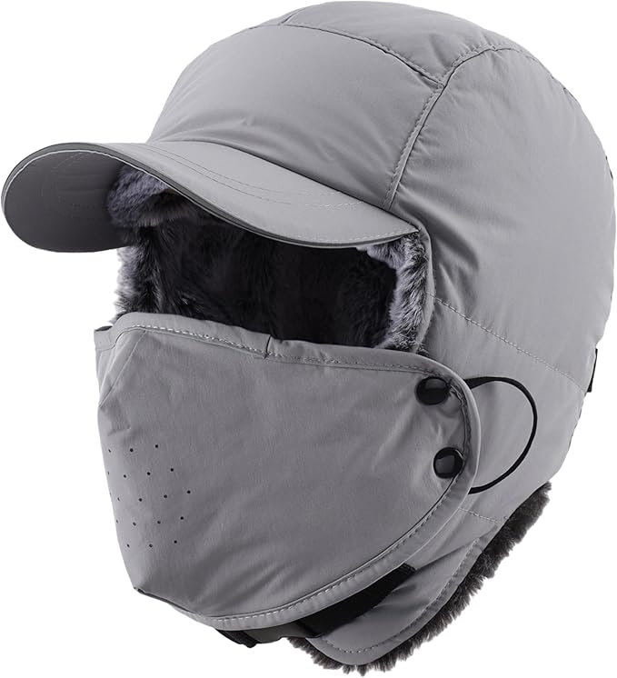 Connectyle Trapper Hat for Men Women Faux Fur Winter Hat with Ear Flaps Water-Resistant Hunting Hats Ushanka Skiing Cap