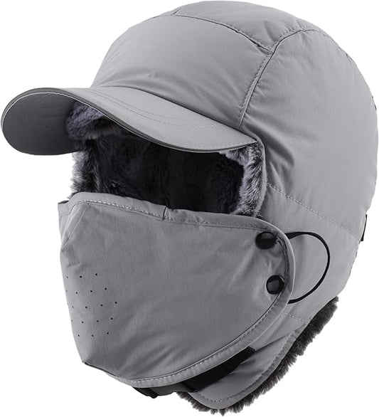 Connectyle Trapper Hat for Men Women Faux Fur Winter Hat with Ear Flaps Water-Resistant Hunting Hats Ushanka Skiing Cap