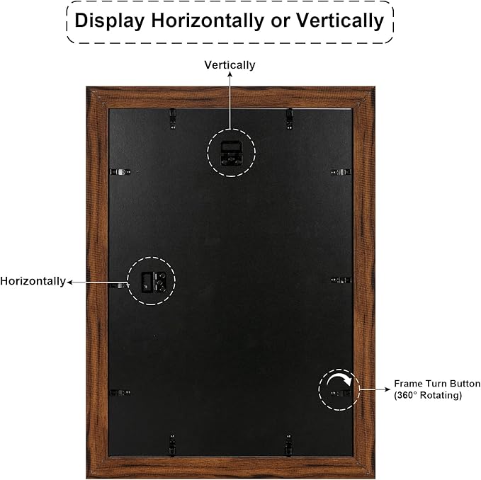 13.5x19.5 Picture Frame Display 9 opening 4X6 Picture Frame Collage,Multi Photo Frame with Mat,Plexiglass,Wall or Tabletop Decor,Carbonized Brown Wood Grain