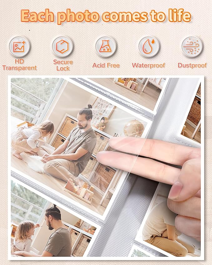 Photo Album 4x6 with 100 Pockets,Slip-in Picture Albums,Linen Cover Memory Book with Front Window,White Page Vertical Photo Book for Wedding,Family,Anniversare,Baby,Vacation