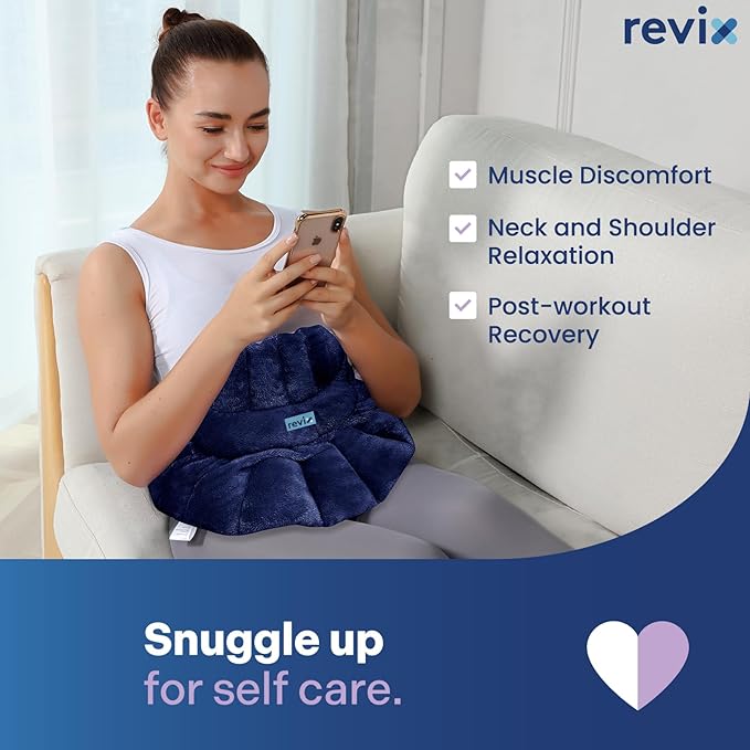 REVIX Microwave Heating Pad for Neck Shoulders and Back, Weighted Hot Neck Shoulder Wrap with Herbal Aroma, Microwavable Moist Heat Warmer, Scented