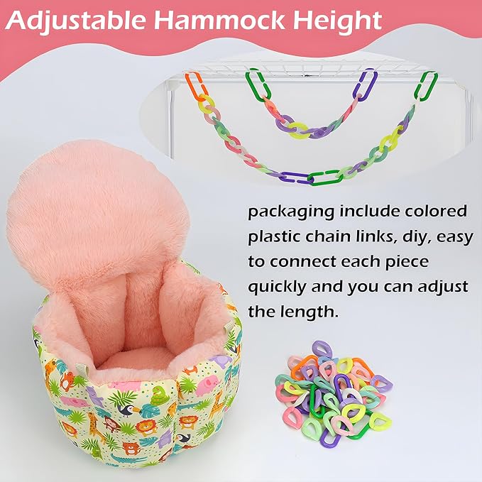 Rat Hammock for Cage, Warm Sleeping Nest Bed with Privacy Cover | Hanging Rat Bed with Adjustable Chain Links, Thick Soft Cotton, Fits 1-2 Rats & Sugar Gliders to Cuddle, Great for Winter