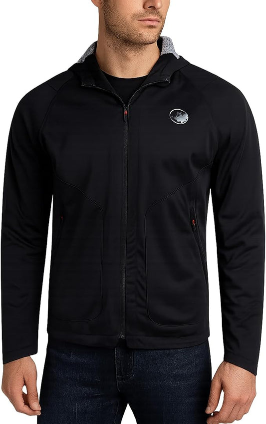 CANADA WEATHER GEAR Mens Softshell Jacket - Lightweight Water Resistant Windbreaker Jacket for Men with Reflective Neck Tape