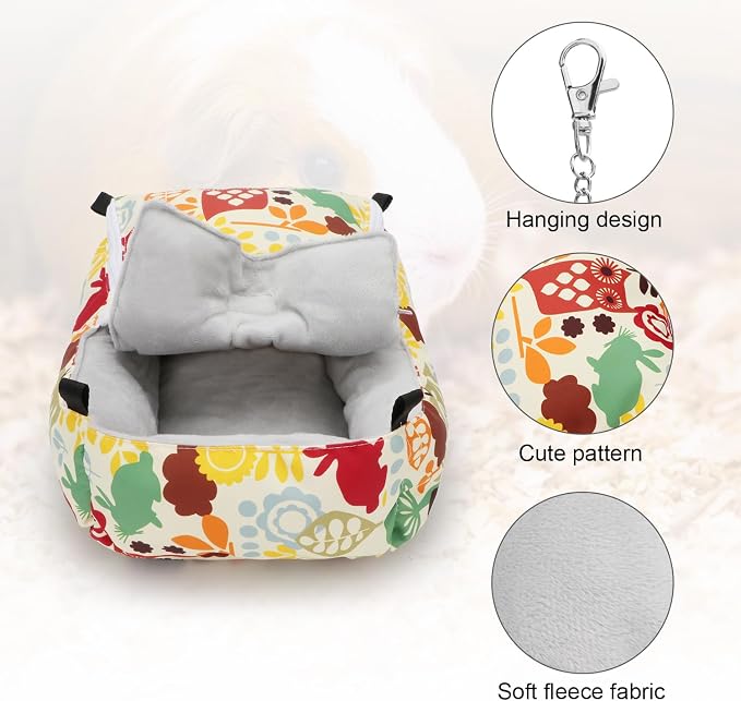 Wontee Guinea Pig Bed Warm Hammock Snuggle Bed for Young Guinea Pig Small Ferret Rat Sugar Glider Squirrel (Yellow)