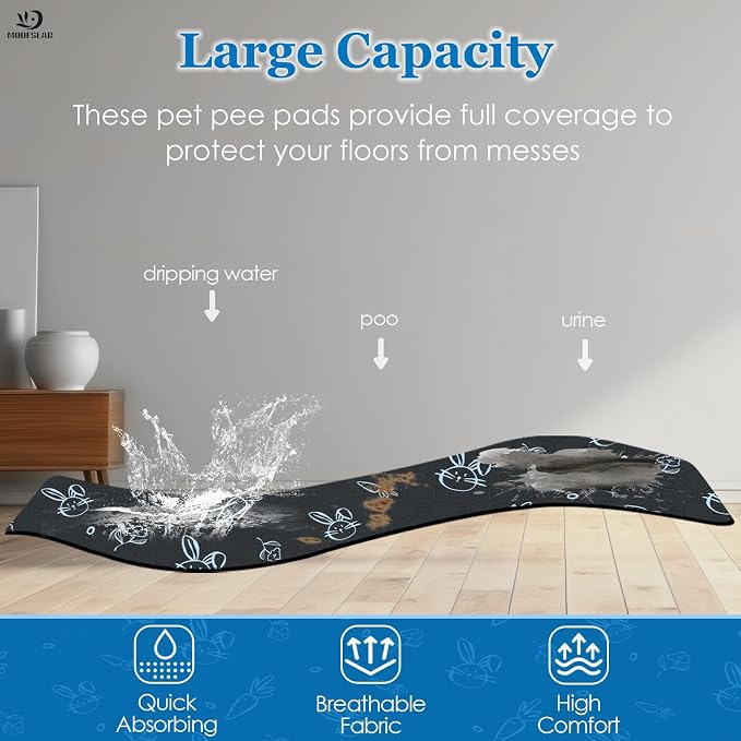 Guinea Pig Cage Liner Washable, 72in x 72in Ultra-Absorbent Guinea Pig Bedding for Cage Non-Slip Leak-Proof Pee Pads for Dogs Rabbit Bunny Cat Litter Mat, Navy