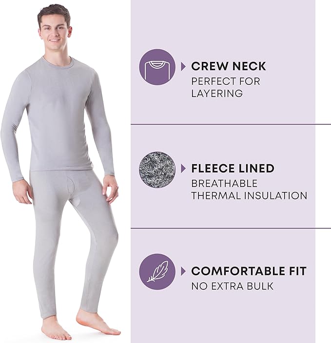 Rocky Thermal Underwear Men Long Johns Men Thermal Underwear Thermals Mens Base Layer Mens Thermals Top and Bottom Set
