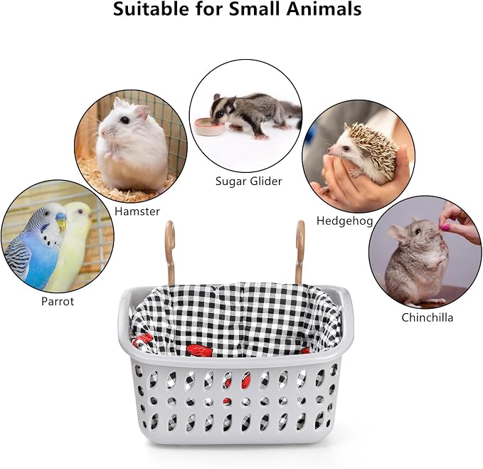 DEAYOU 2 Pack Rat Hammock for Cage, Chew Proof Small Animal Hanging Basket Bed with Hooks, Chinchilla Hideout Ferret Cage Accessories for Guinea Pig, Hamster, Sugar Glider, Hedgehog