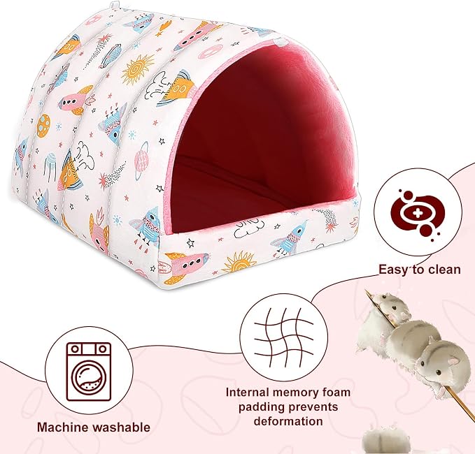 UPINS 2 Pack Guinea Pig Bed,Guinea Pig Hideout | Washable Small Animal House Cage Accessories,for Dwarf Rabbits Chinchillas Hamsters Hedgehogs Ferrets and Rats
