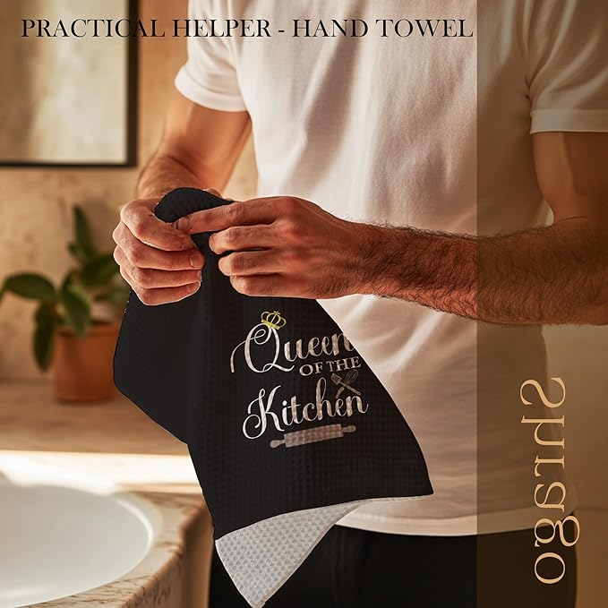 Funny Kitchen Towels, Hostess Gifts for Women, Housewarming Gifts Dish Tea Towels for Dining Room, Queen of The Kitchen Decorative Hand Towel, 16x24 Inch