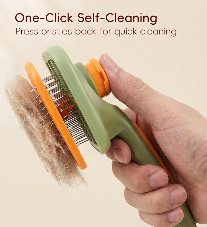 Cat Brush Dog Brush with Self Cleaning Cat Comb, Hair Removal for Pets | Skin Friendly Grooming; for Puppies & Long/Short Haired Pets; Pet Supplies Accessory; Dog Deshedding Brush Grooming Kit