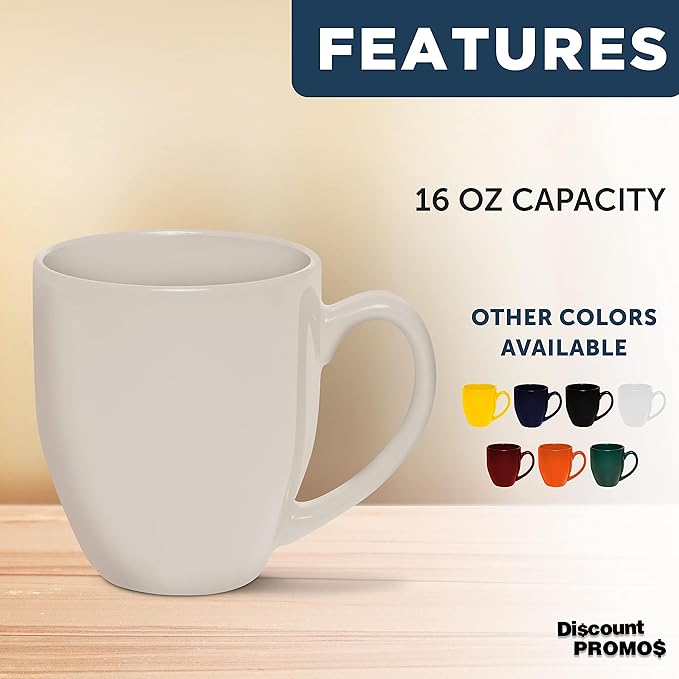 DISCOUNT PROMOS Large Coffee Cups 16 oz. Set of 10, Bulk Pack - Perfect for Tea, Espresso, Cappuccino, Hot Cocoa - Grey