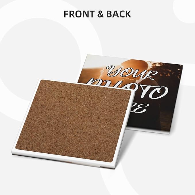Custom Ceramic Coasters, Personalized Coasters with Photo Logo Text, Customized Cup Mat for Weddings, Bars, Coffee Table, Homes, Offices 4PCS