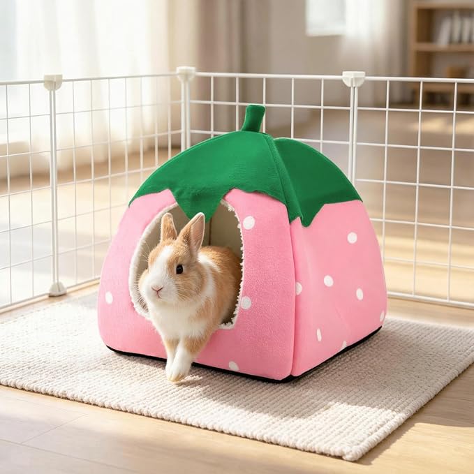 Guinea Pig Hideout Bed, Dwarf Rabbit House Cave | Cozy Hide-Out for Little Bunny Hedgehog Ferret Chinchilla & Other Small Animals, Cage Accessories