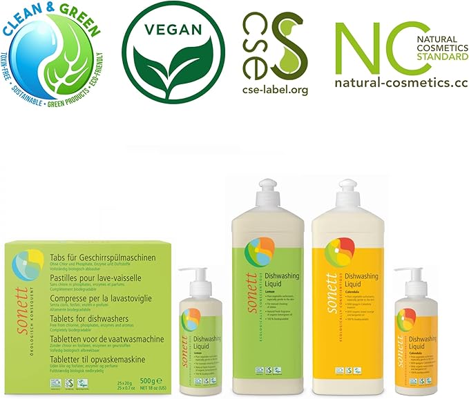 Sonett Organic Dishwashing Liquid Organic 100% Biodegradable (Lemon, 34 Fl.Oz (1 Count))