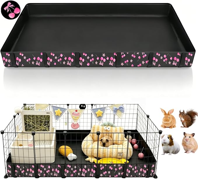DZWLKJ Waterproof Guinea Pig Cage Liner,Washable Tarp Bottom Base,Cherry Graphic,28"x56", Reusable for Rabbit, Chinchilla, Hedgehog, Ferret & Other Small Animals.