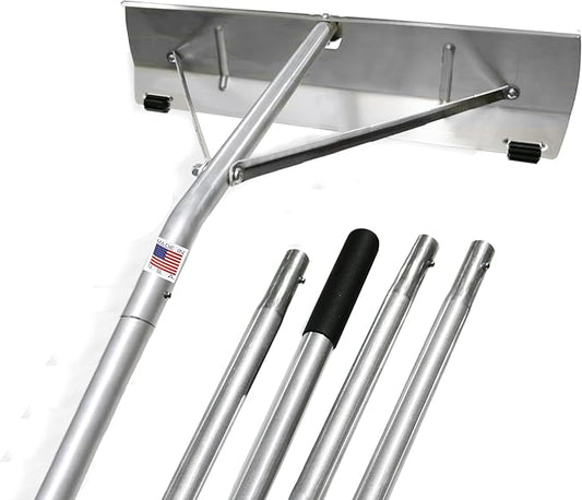 USA-Made Snow Roof Rake with Shingle Saver Rollers (20 Foot)