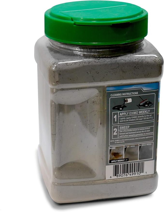 CAF Outdoor Cleaning EXIMO Waterless Concrete Cleaner, Oil Stain Remover for Asphalt, Driveway, Garage Floor, Basement and Walkway Surfaces, Natural Concrete Cleaner Powder Treatment, 3 lb Container