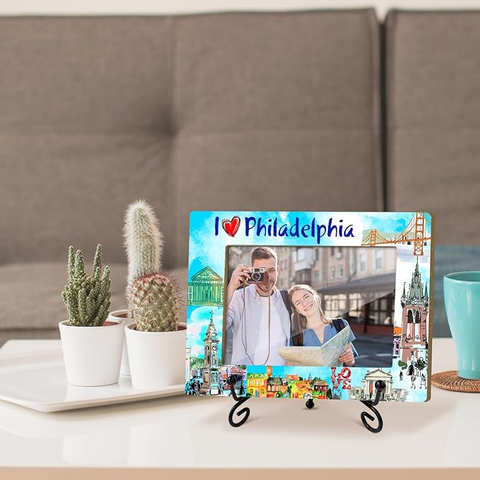 Philadelphia Souvenirs Wood Photo Frame Wedding Honeymoon Vacation Gifts for Couple Tabletop Display 4 x 6 Picture Frame Gifts for Friends BFF, Philadelphia Home Office Desk Holiday Decorations -15