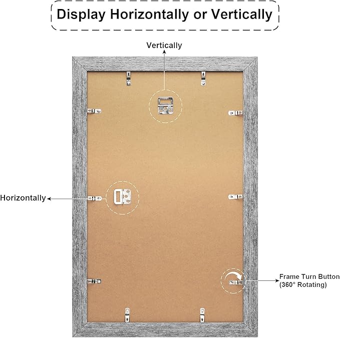 13x21 Picture Frame Display 10 opening 4X6 Picture Frame Collage,Multi Photo Frame with Mat,Plexiglass,Wall Mount Decor,Grey Wood Grain