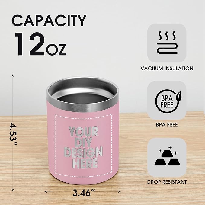 Personalized Custom Tumbler Print in USA 12oz 10Pcs Stainless Steel Travel Coffee Cup with Lid & Straw Double Wall Insulated Mug With Colorful Text Logo Photo
