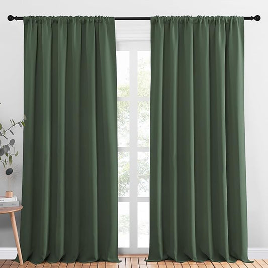 NICETOWN 2 Panels Blackout Curtains, Rod Pocket Thermal Insulated Drapess for Bedroom, Privacy Protection Easy-Care Heavy Duty Curtains for Living Room/Dining Room, W70 x L95 inches, Dark Mallard