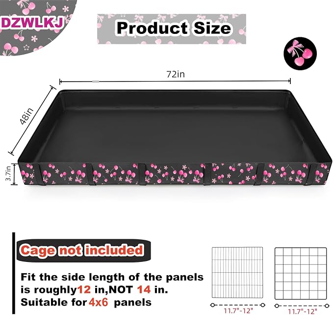 DZWLKJ Waterproof Guinea Pig Cage Liner,Washable Tarp Bottom Base,Cherry Graphic,48"x72", Reusable for Rabbit, Chinchilla, Hedgehog, Ferret & Other Small Animals.