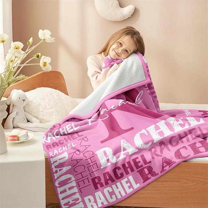 Personalized Blankets for Teen Girls Boys - Printed in USA, Custom Blanket with Kids Names, Ultra-Soft Flannel Monogrammed Baby Throws Blankets, Customized Christmas Brithday Gifts for Adults