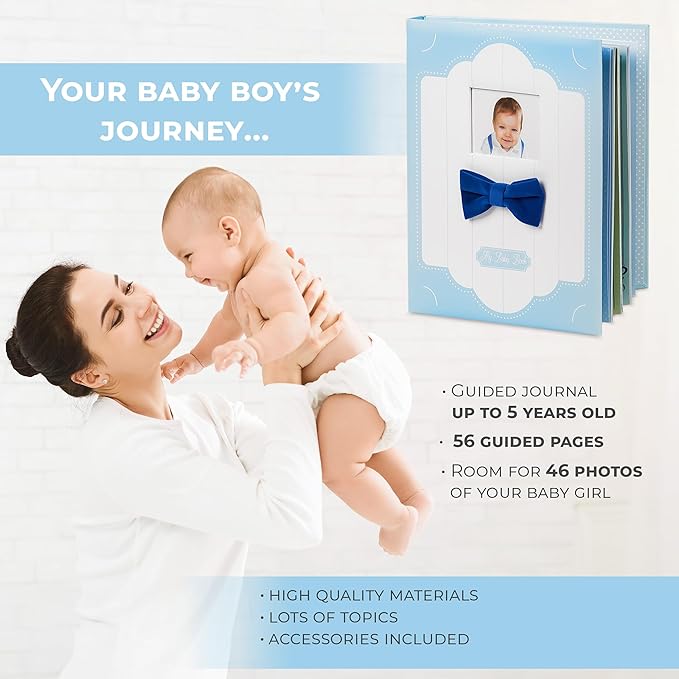 Baby Book Keepsake - Baby Memory Book and Album for Boy, Journal from Pregnancy to First 5 Years, Scrapbook to Record Memories, Milestones and Photos, Baby Book (Blue)