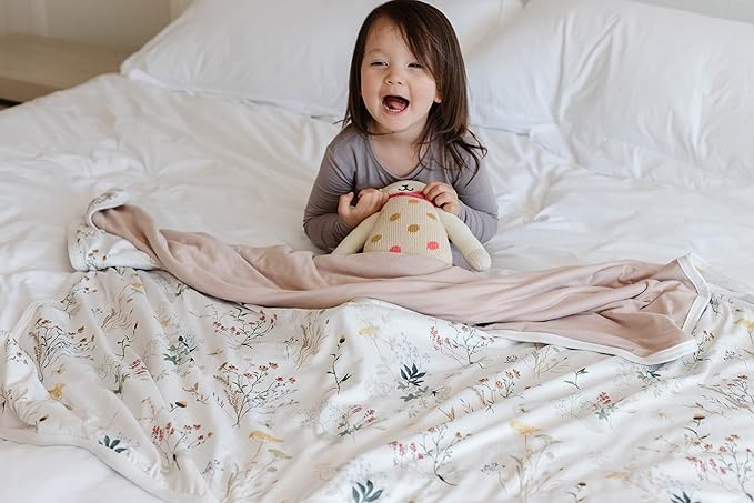 Pobibaby Premium Baby Blanket, Soft Stretchy Quilt for Babies, Toddlers, Kids (Wildflower)